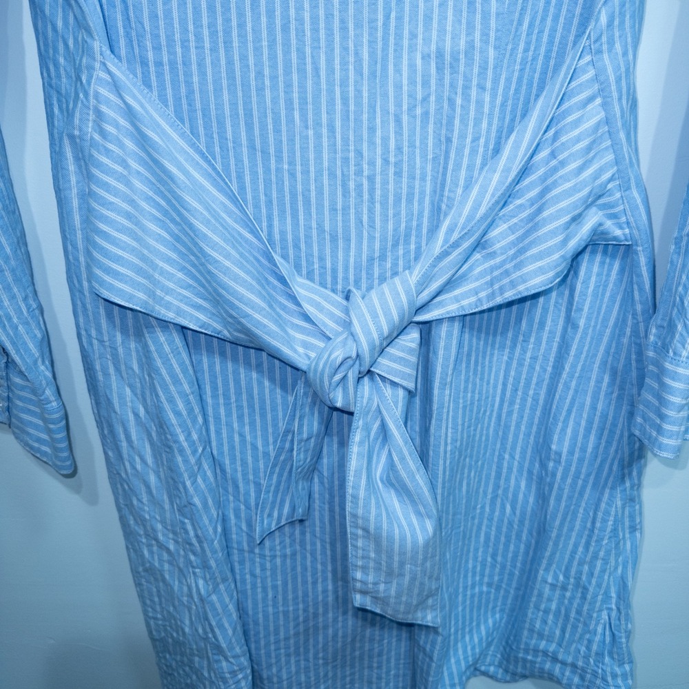 Draper James‎ Blue Stripe Oxford Shirting Isabella Shirt Dress Large - Picture 8 of 8